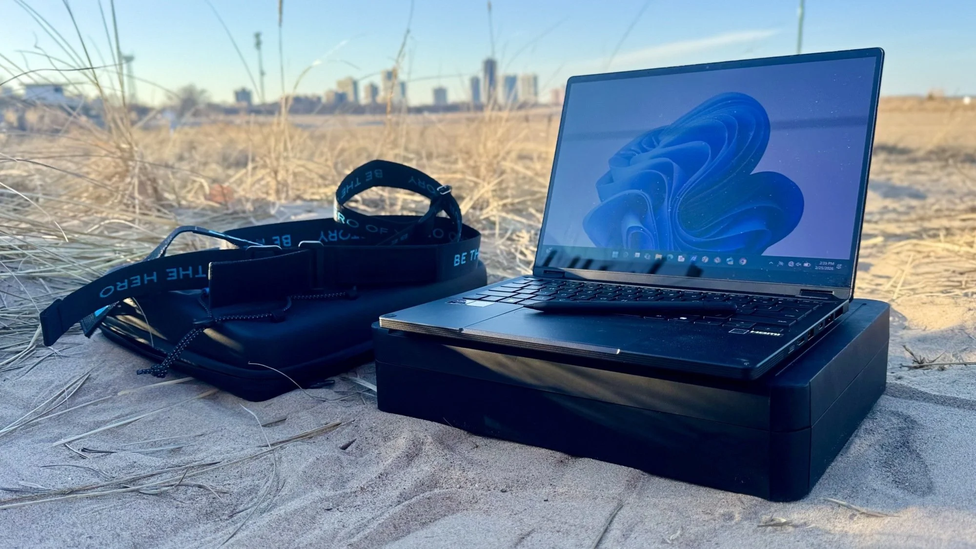 the asus proart gopro edition on a beach