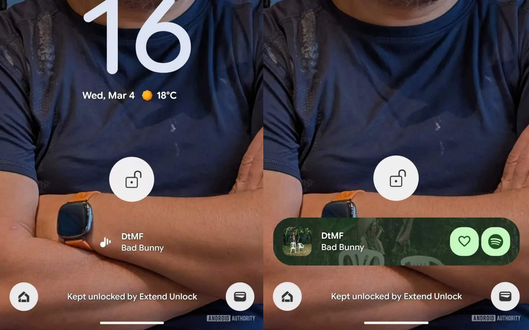 Screenshots highlighting Now Playing's lock screen visual upgrade.