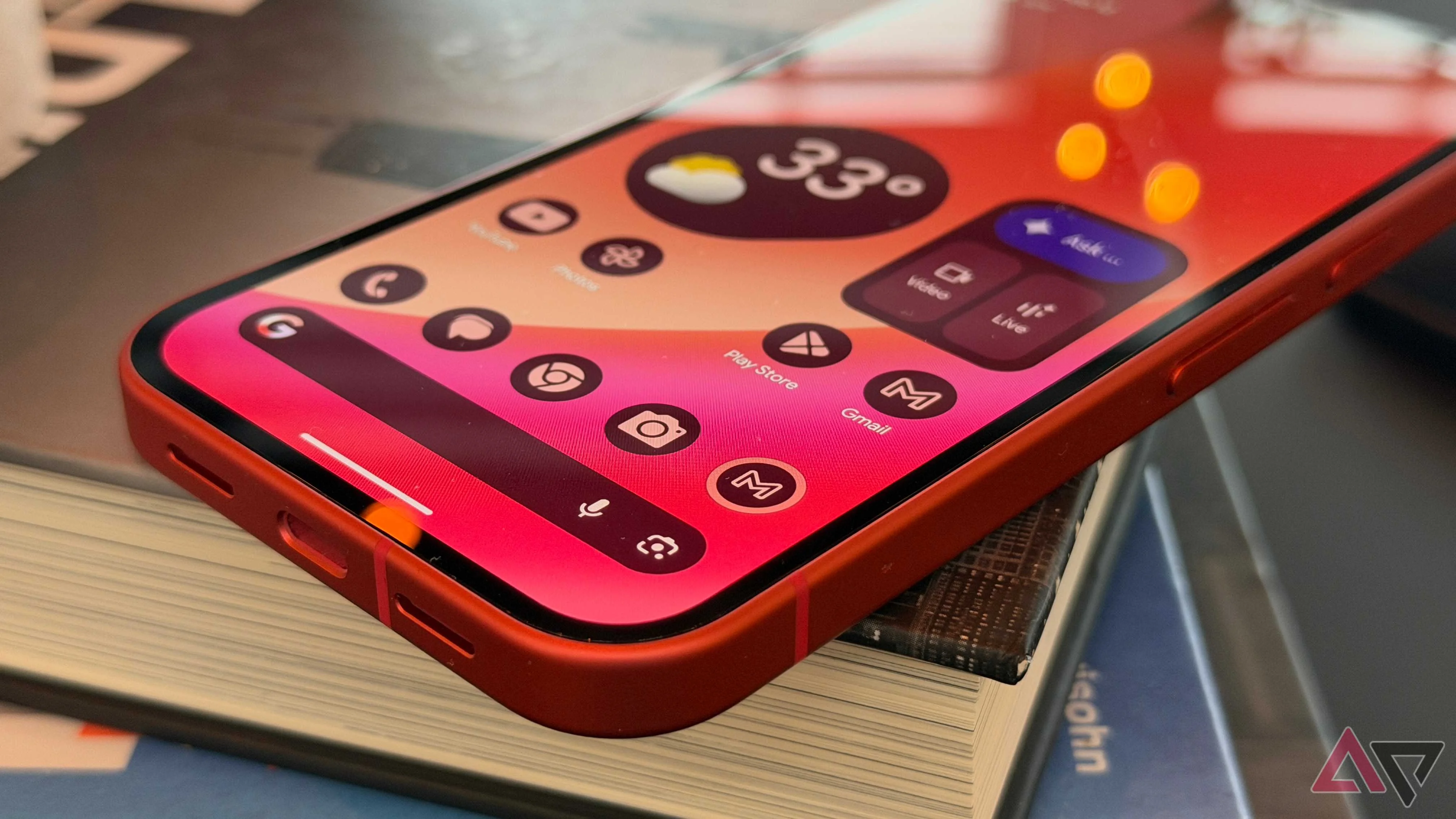 Bottom frame of the Google Pixel 10a in Berry